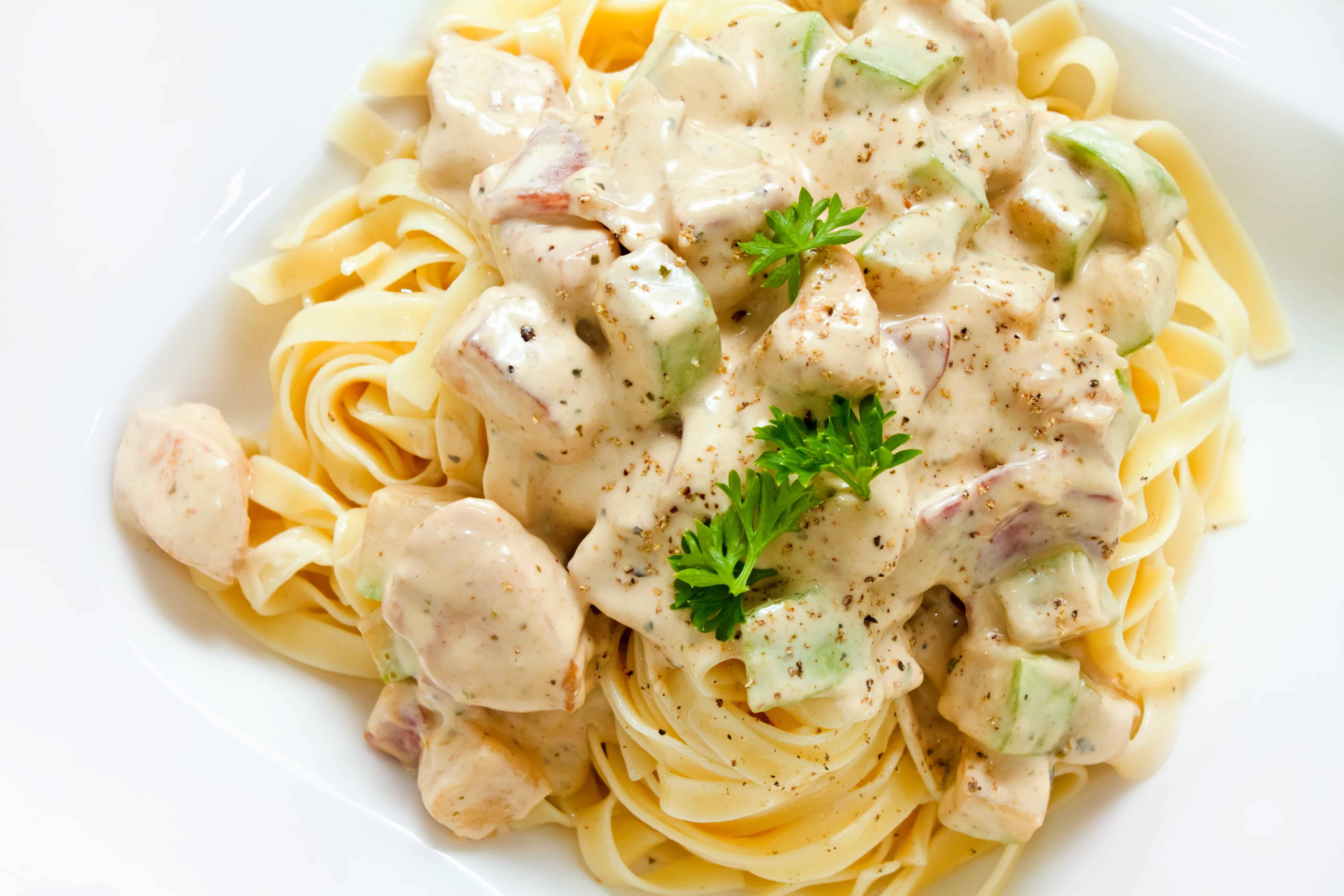 Tagliatelle with Chicken and Feta sauce My Greek Dish