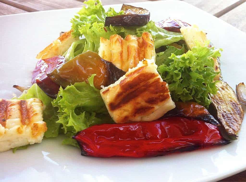 Grilled Halloumi and Roasted Vegetables Salad Recipe My Greek Dish