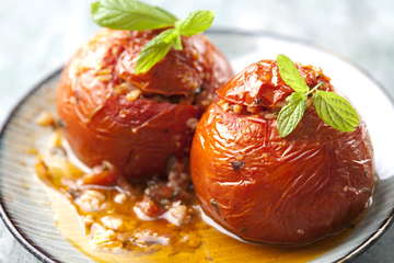 Gemista/ Yemista recipe (Greek Stuffed Tomatoes and peppers with rice)