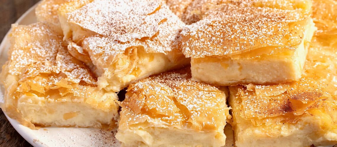 Greek Bougatsa recipe (Custard Pie with Phyllo and ground Cinnamon)