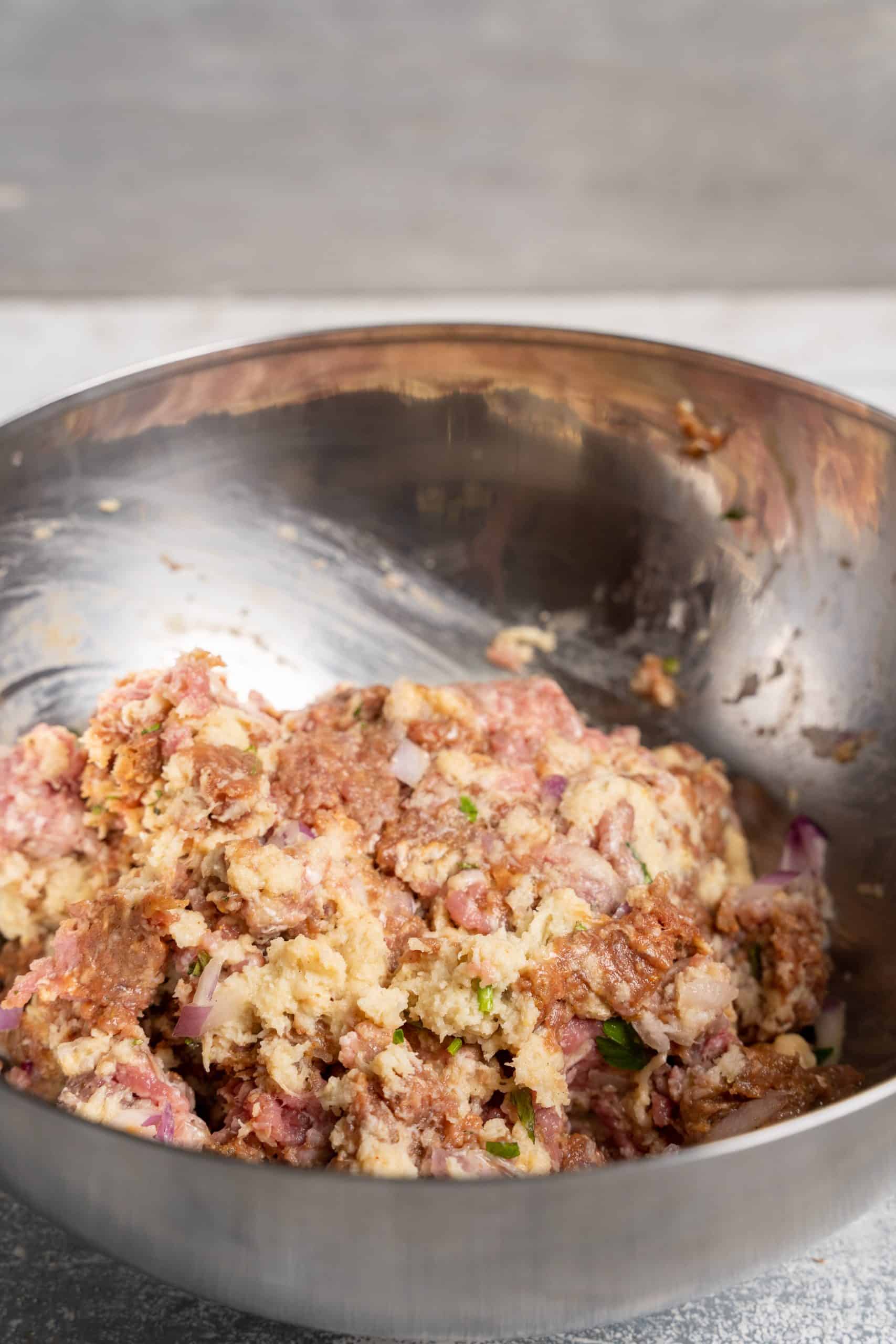 Greek Meatballs recipe (Keftedes - Keftethes) meatball mixture - ready to shape