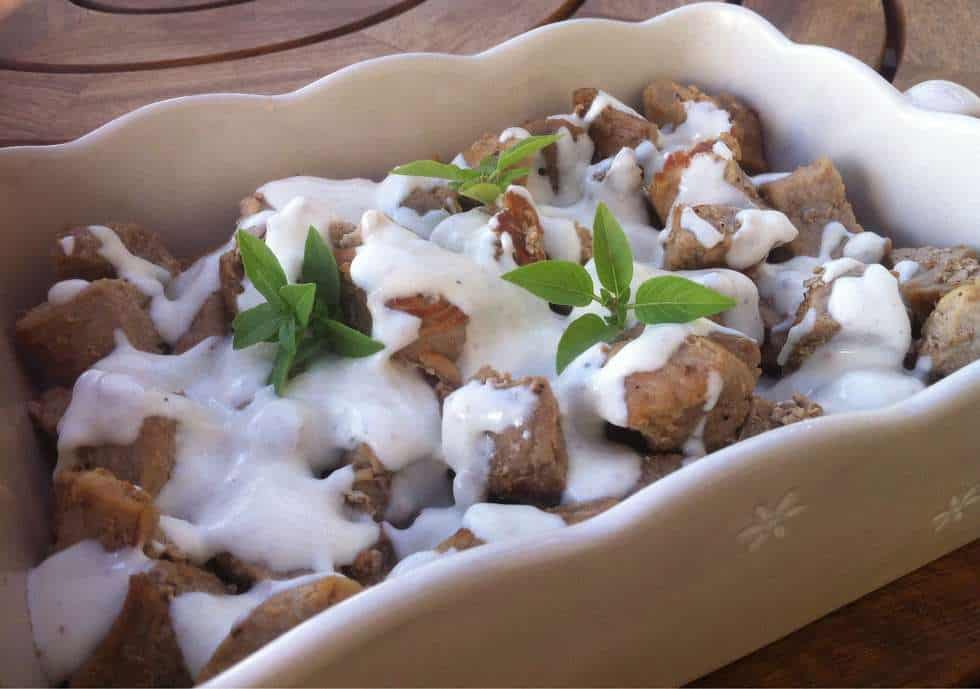 Pork bites with Greek Yogurt sauce My Greek Dish