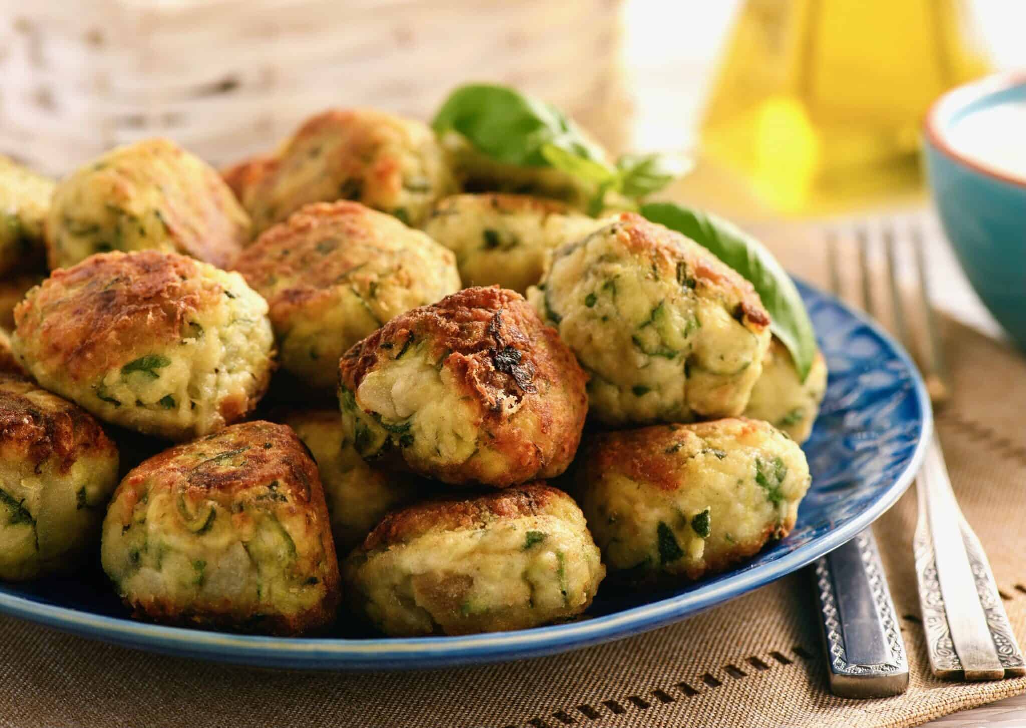Traditional Greek Kolokithokeftedes (Fried Zucchini/Courgette Balls