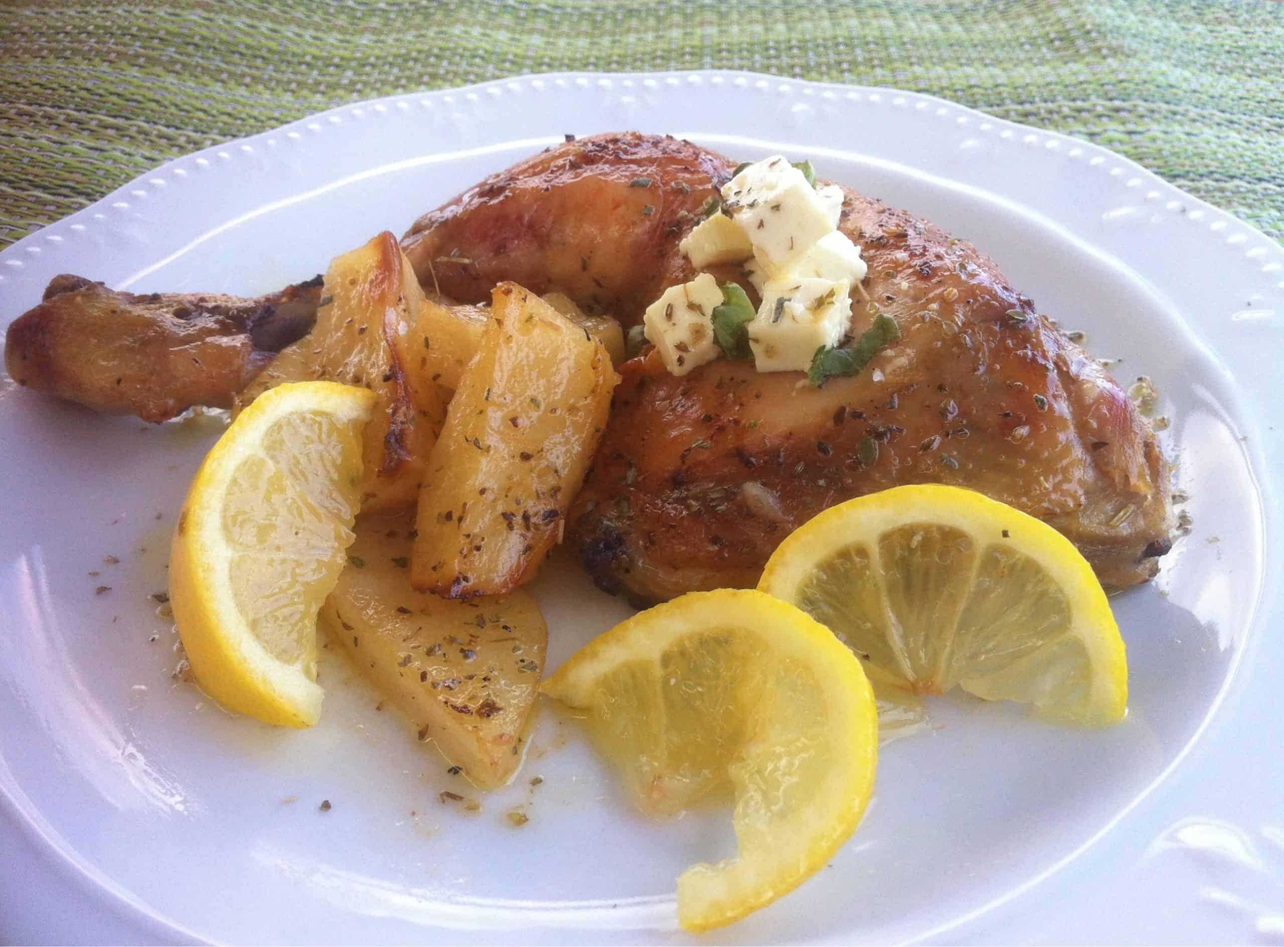 Greek Lemon Chicken and Potatoes (Kotopoulo Lemonato)