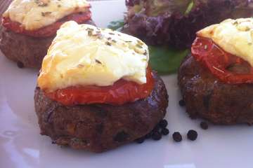 Greek Burgers with Tomato and Feta Cheese
