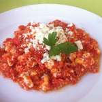 Greek Fresh Tomato and Feta Egg Scramble (Kagiana or Strapatsada)