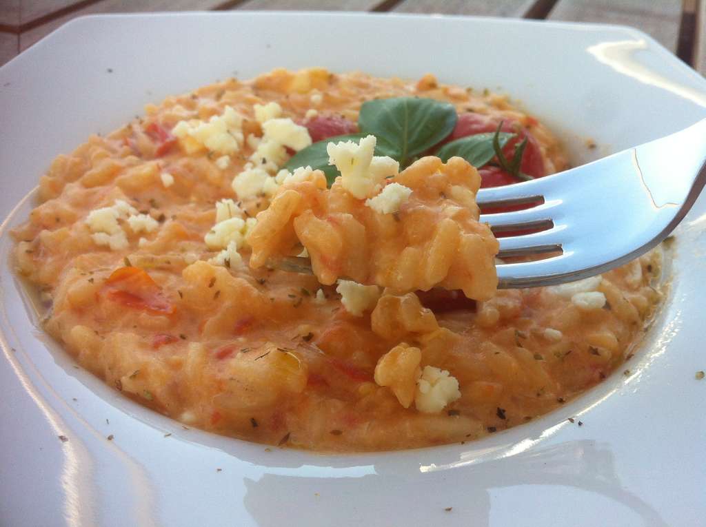 Risotto with Tomatoes and Feta cheese My Greek Dish