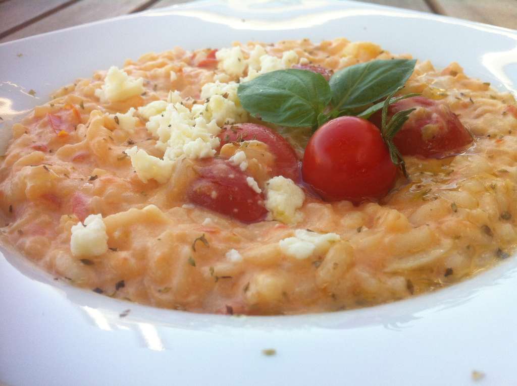 Risotto with Tomatoes and Feta cheese My Greek Dish