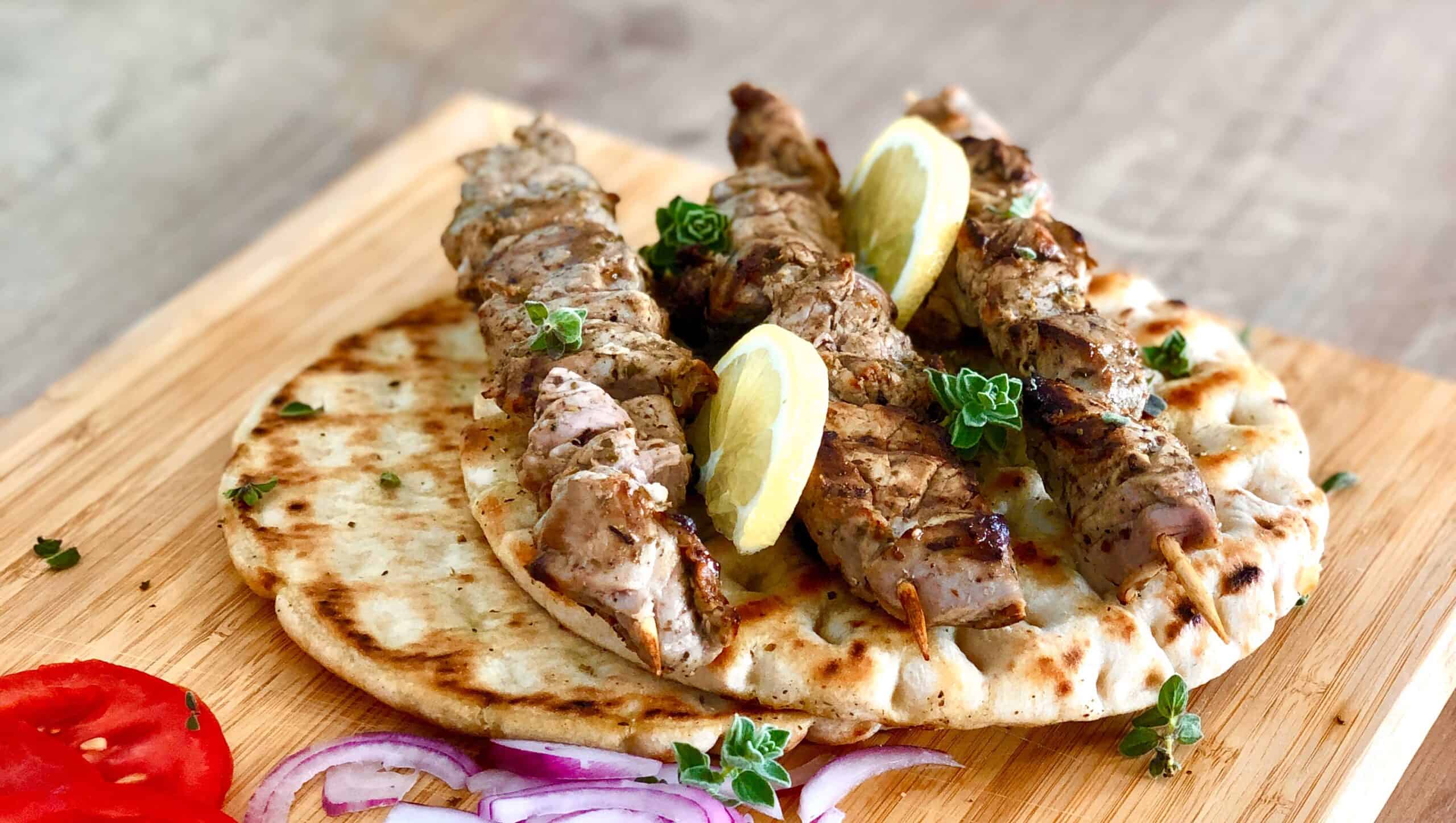 Greek pork souvlaki skewers (Kebabs)