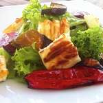Greek Grilled Halloumi salad recipe with Roasted vegetables