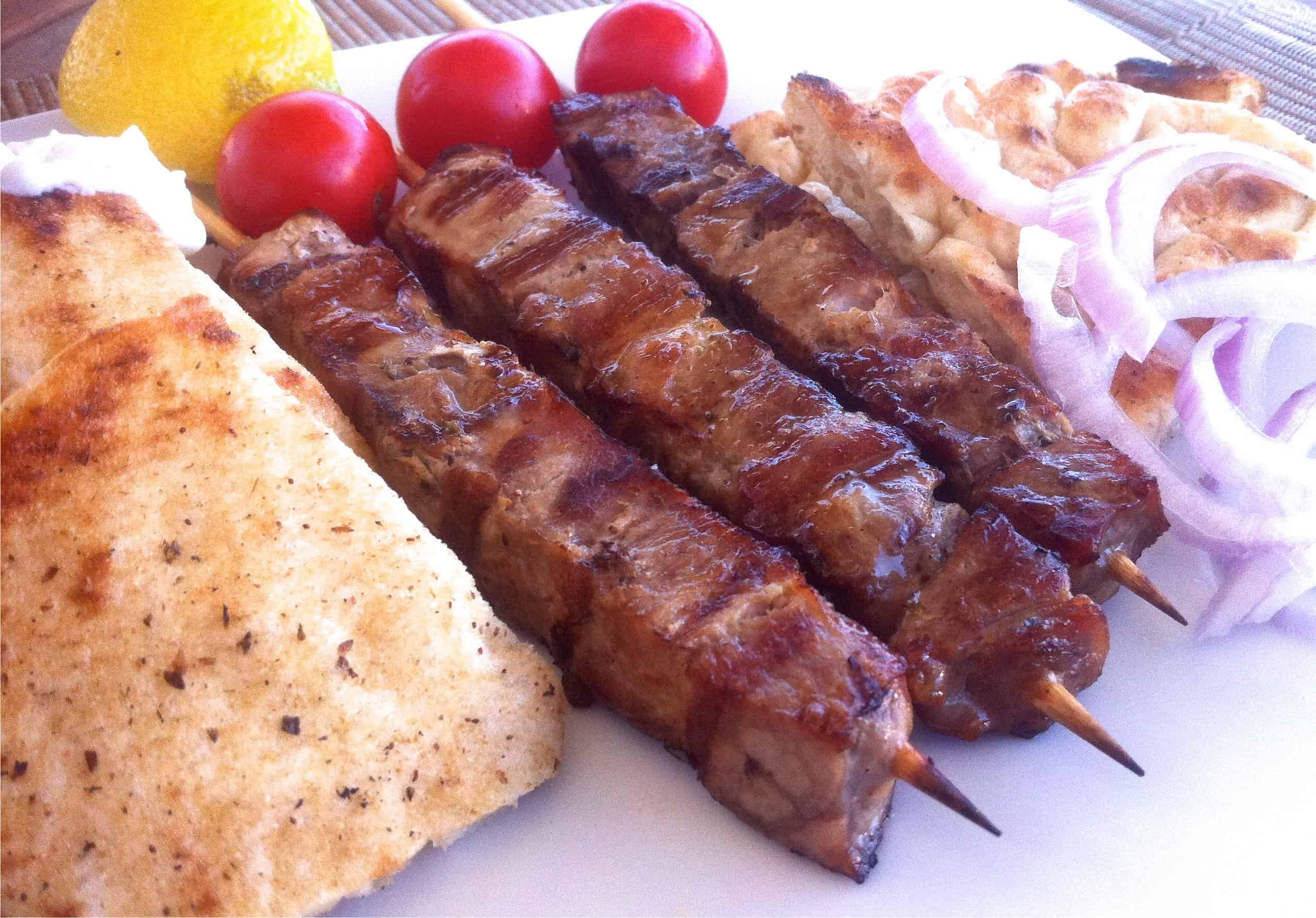 Pork Souvlaki (Skewers) with Tzatziki Sauce My Greek Dish