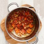 Greek bean soup (fasolada) preparation