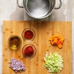 Ingredients for Greek bean soup (Fasolada)