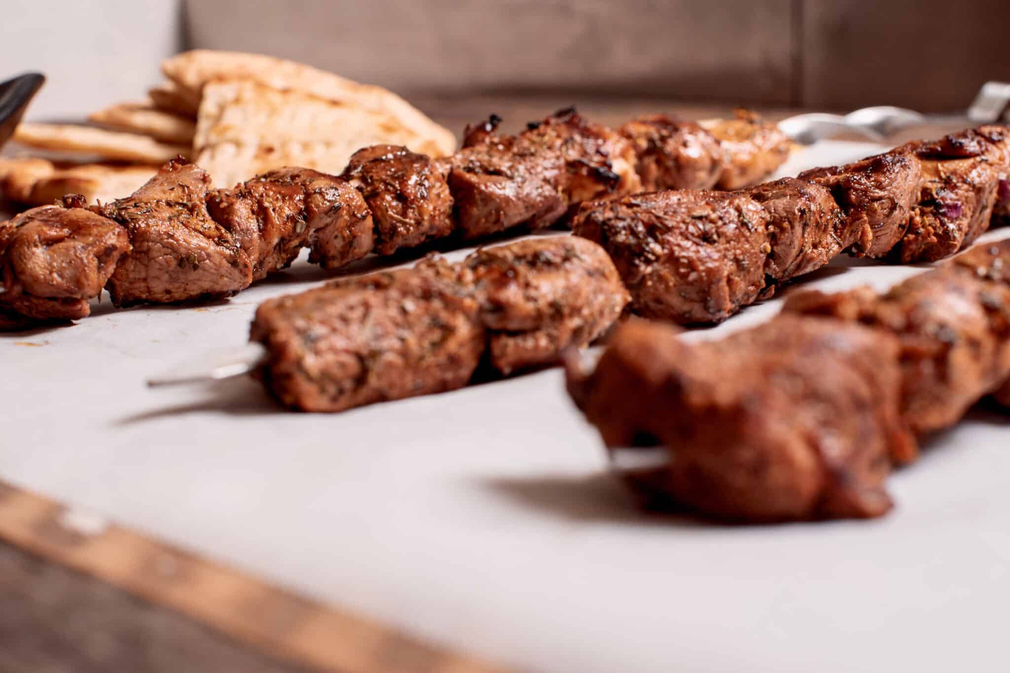 Marinated Greek Lamb Souvlaki recipe (Skewers) with Pita and Tzatziki