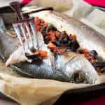 Mediterranean baked Stuffed Sea Bass recipe