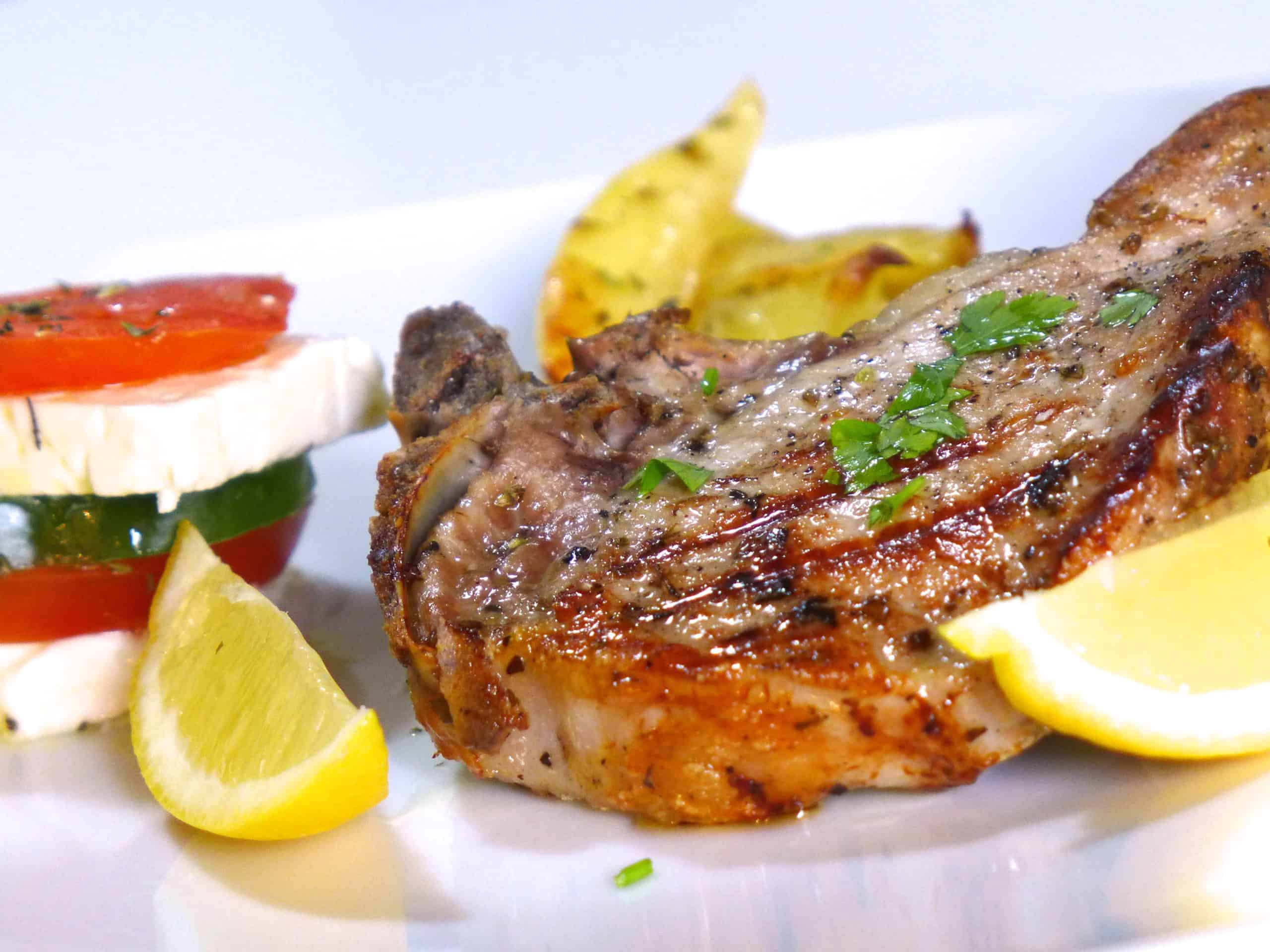 Greek Pork Chops Recipe with Roast Potatoes (Brizola sto Fourno)