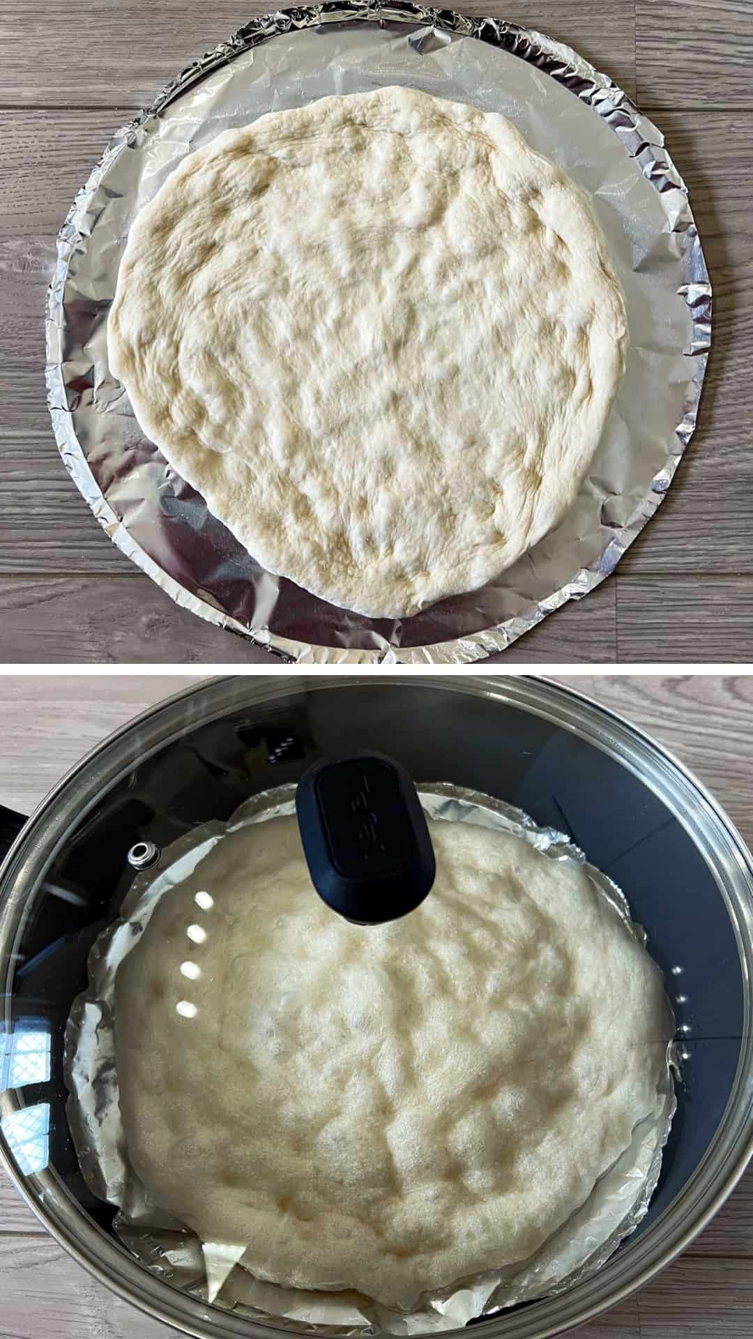 Greek Pita Bread cooked with steam in a pan
