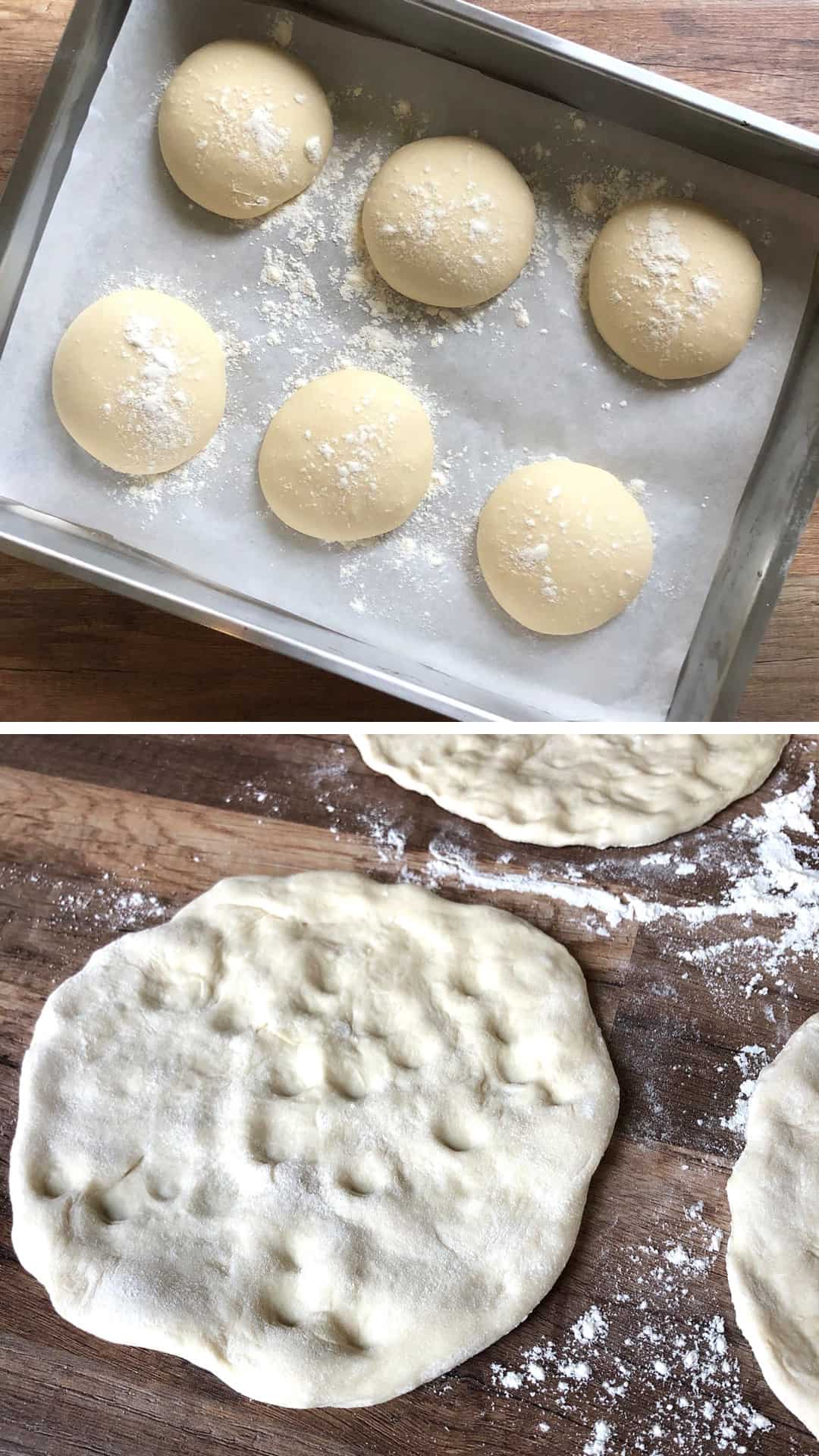 Greek Pita Bread proofed and shaped
