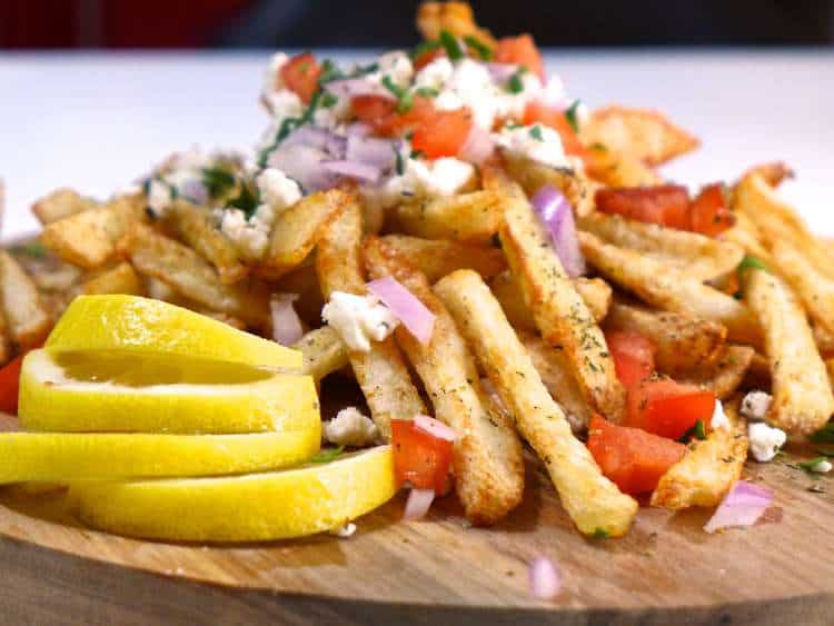 Homemade Baked Greek Fries recipe with feta cheese