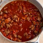 Greek Lamb stew with Orzo pasta preparation (Lamb youvetsi)