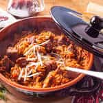 Greek lamb stew with orzo pasta recipe (Giouvetsi with lamb)
