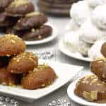 Chocolate covered Melomakarona (Greek Christmas honey cookies with chocolate)