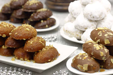 Chocolate covered Melomakarona (Greek Christmas honey cookies with chocolate)