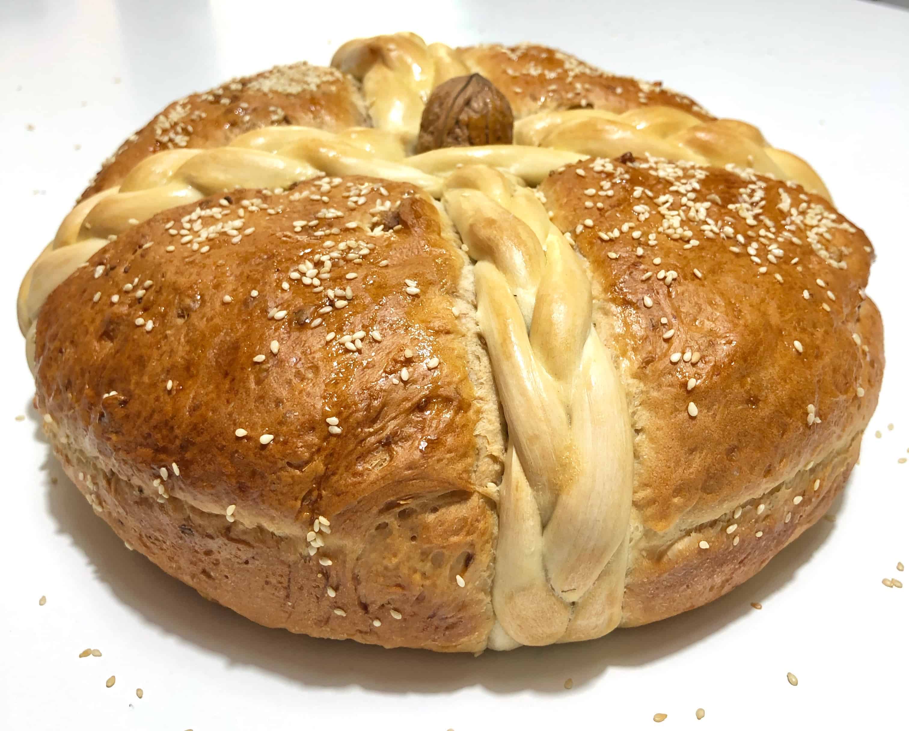 Christopsomo (Greek Christmas Bread with Walnuts)