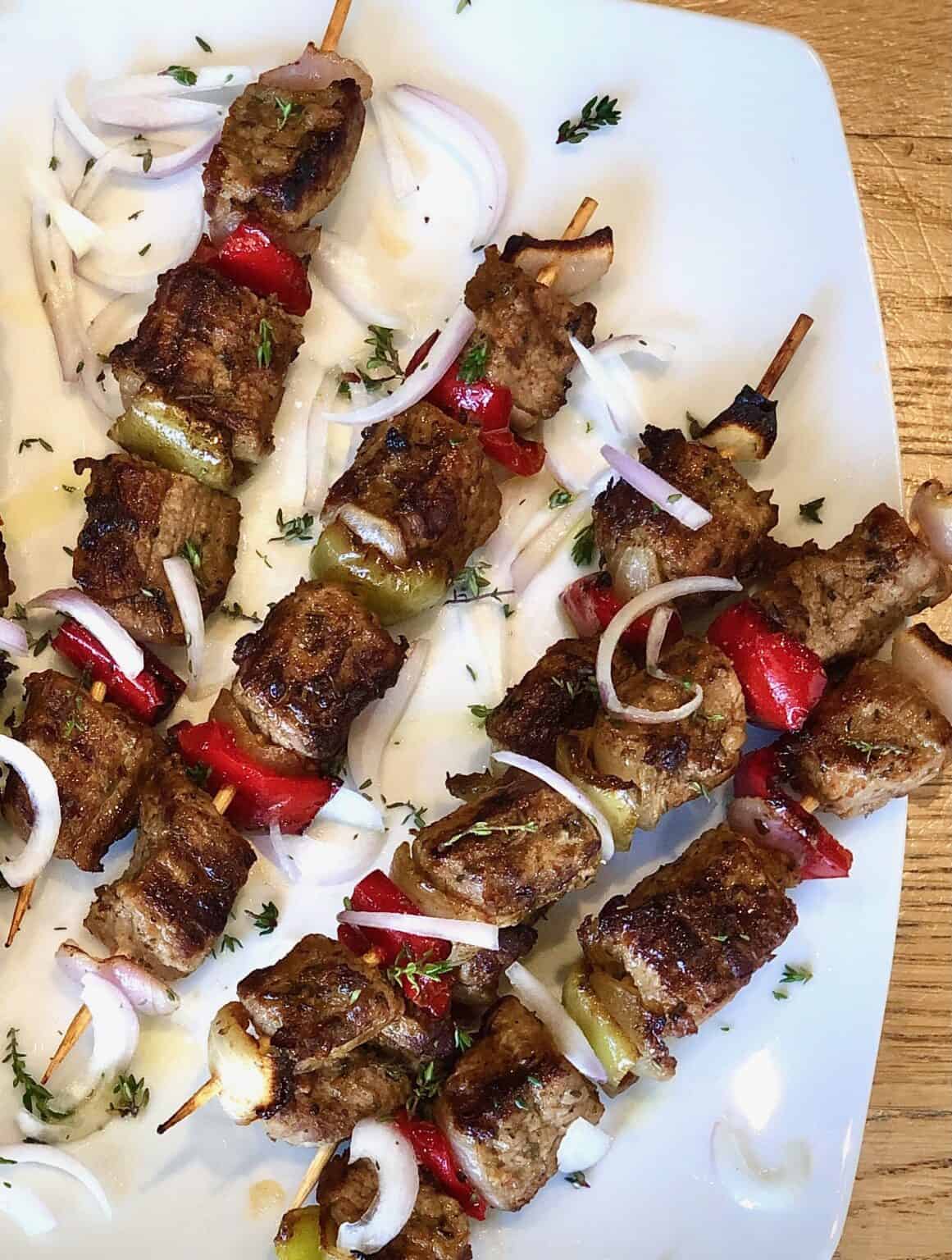 Marinated Greek Beef Souvlaki Skewers (Beef Kabobs) recipe My Greek Dish