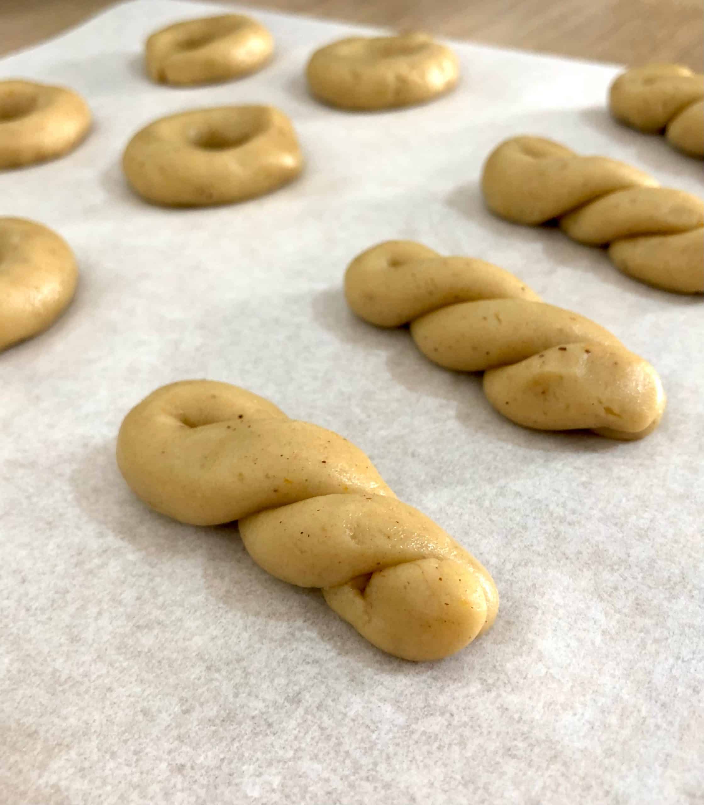 Greek Olive Oil Cookies shaped in braids