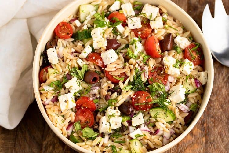Greek Orzo Salad with feta cheese