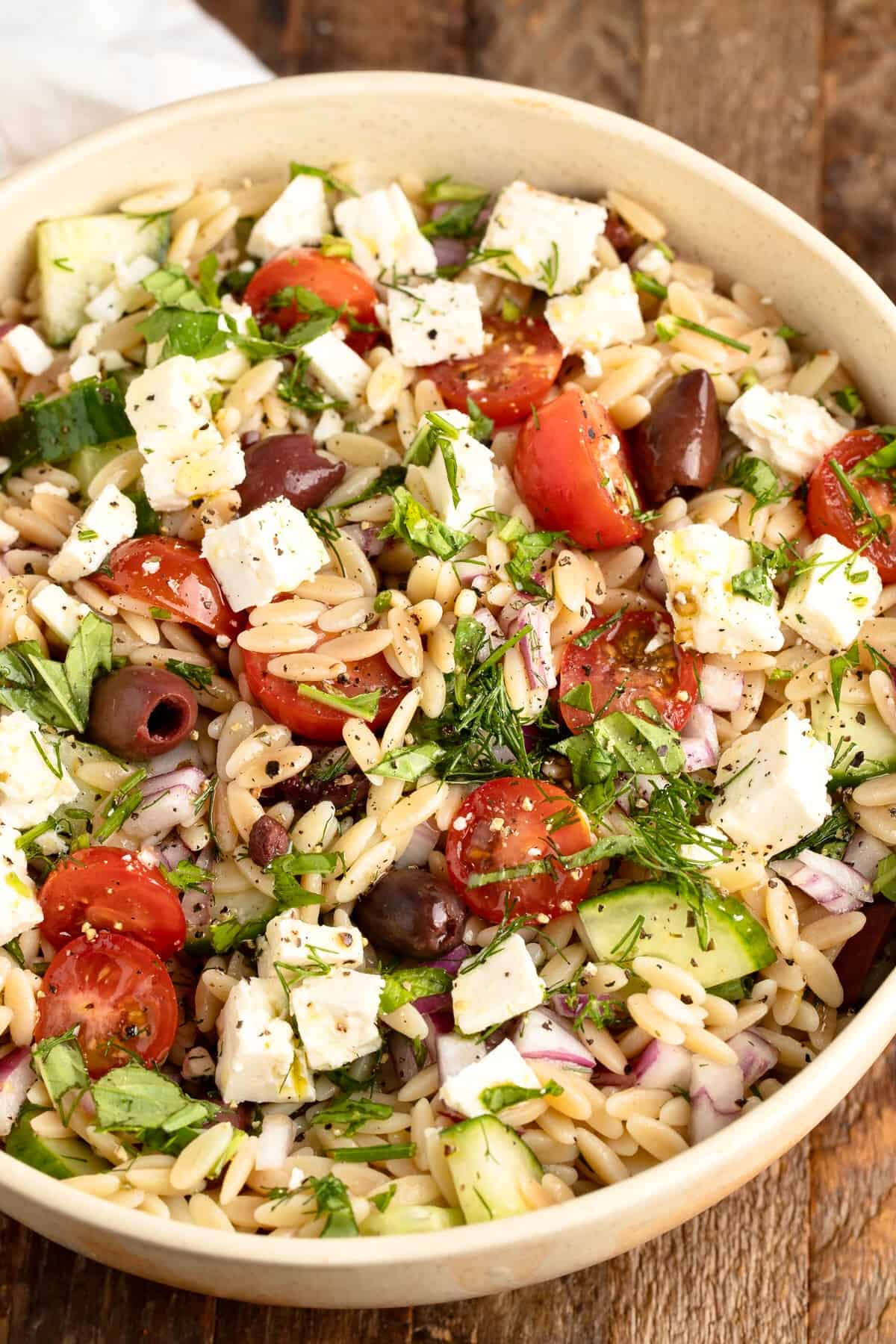 Greek orzo feta salad