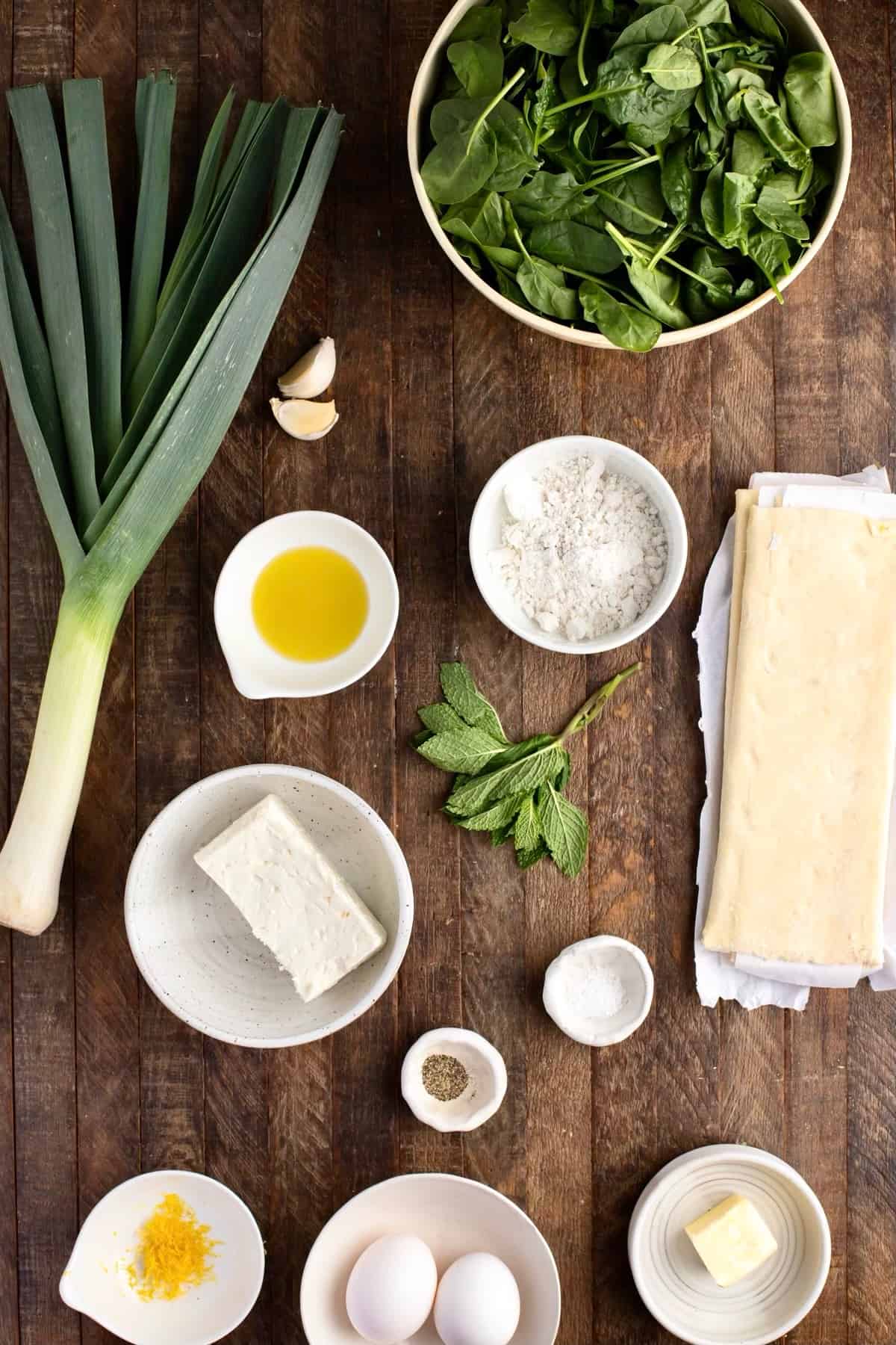 Ingredients Spanakopita with puff Pastry