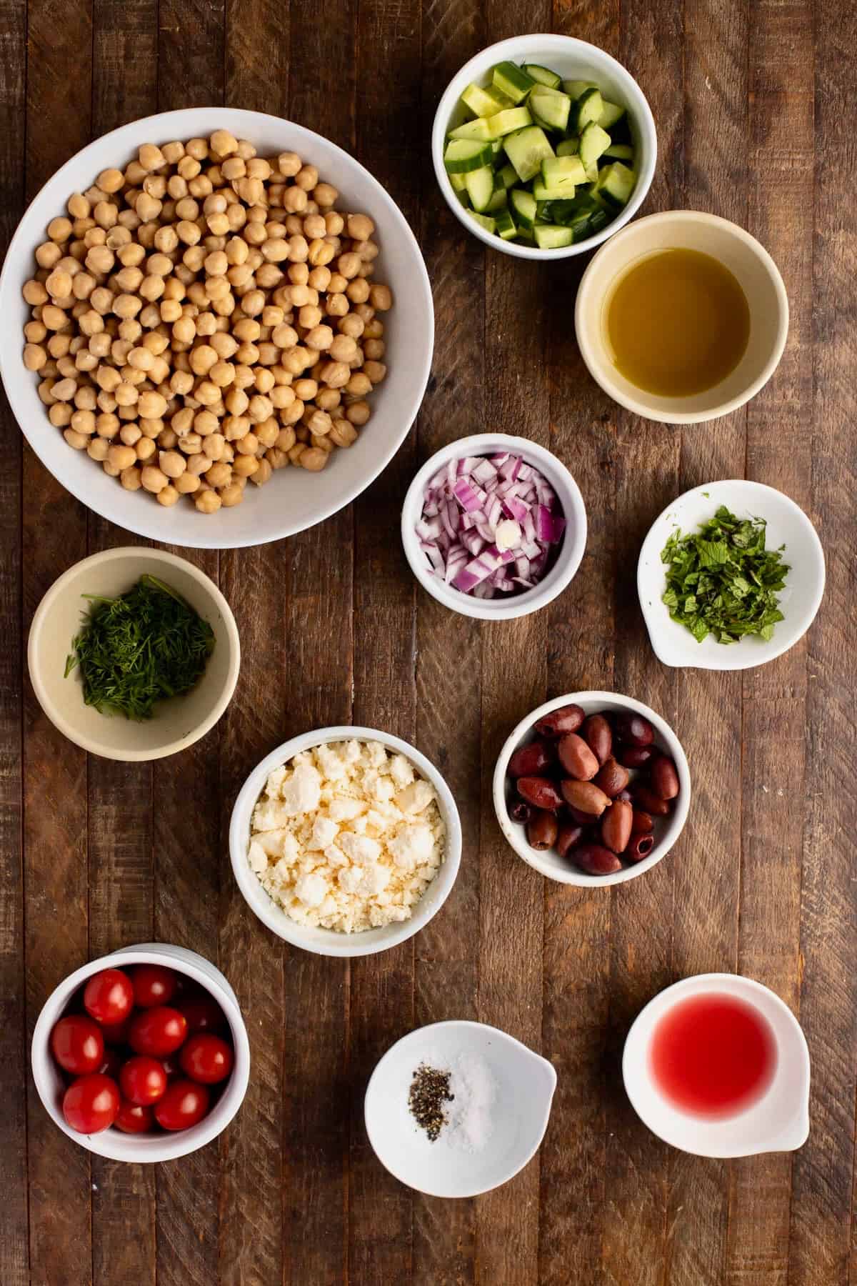 Greek Chickpea salad ingredients