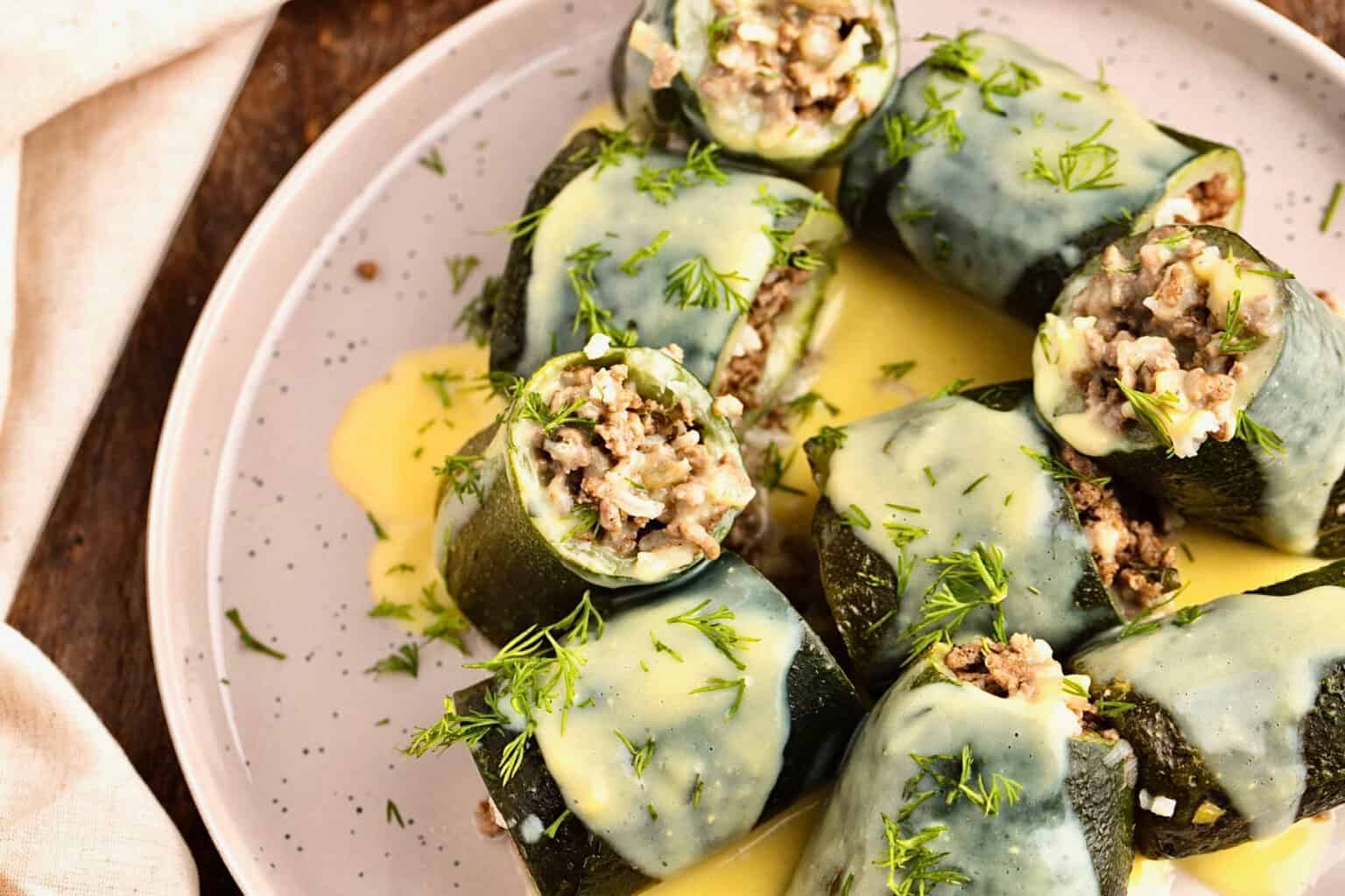 Greek Stuffed Zucchini in Egg Lemon Sauce (Avgolemono) My Greek Dish