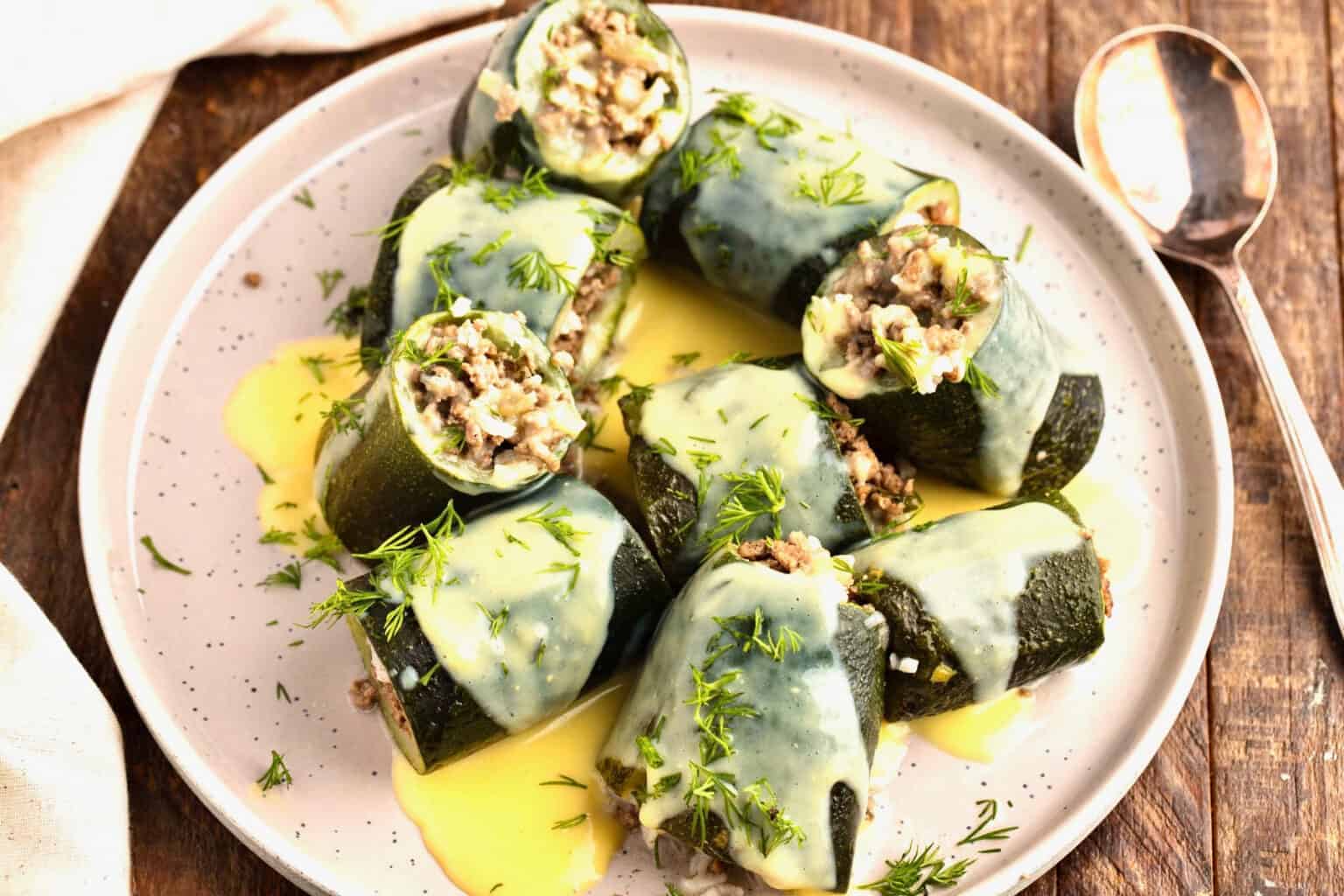 Greek Stuffed Zucchini in Egg Lemon Sauce (Avgolemono) My Greek Dish